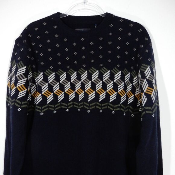 Barbour Men's Tursdale Fair Isle Crew Neck Wool Sweater Size XL Navy NEW - Picture 5 of 10